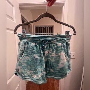Athleta Teal Tie-Dye Athletic Shorts
